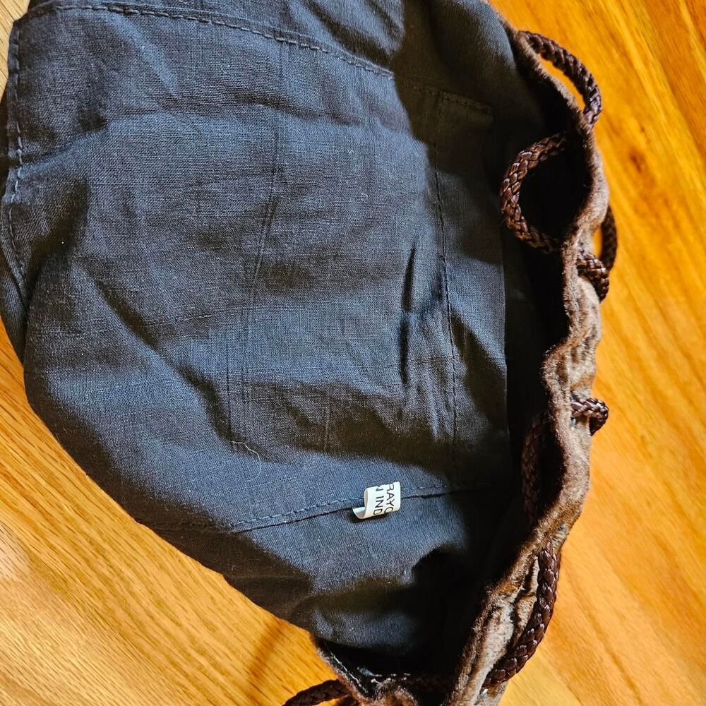 Brown & Orange Patchwork Velour Backpack / Sack - image 8